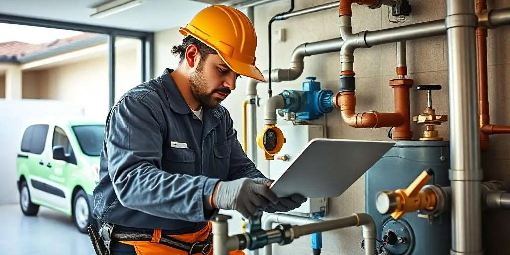 Técnico certificado realizando mantenimiento a caldera Junkers en Viña del Mar